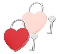 CLISPEED Set 2 Lucchetti a Cuore Vintage Chiave, Lucchetti per Diari e Valigie, Piccolo Lucchetto a Cuore Rosso e Rosa per Regali Anniversario Matrimonio e Protezione Oggetti Personali
