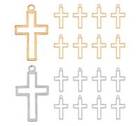 CLISPEED Set 20 Pezzi Ciondoli a Forma di Croce Cava in Acciaio Inossidabile Mini Crocifissi Religiosi per Braccialetti Portachiavi e Creazioni Fai da Te Accessori Cristiani da Donna