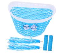 CLISPEED Set 5 Pezzi Accessori Bici Cestino Intrecciato Blu Coprimanubrio e Striscioni Colorati Decorazione per Monopattini e Biciclette Materiali Resistenti per Uso Prolungato