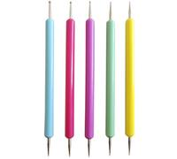 CLISPEED Set 5 Pezzi Strumenti per Manicure Dotting Tool in Plastico per Nail Art e Scultura Unghie Design Elegante e Impugnatura Confortevole per Decorazioni Precise
