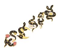 CLISPEED Set 5 Spille in Metallo a Forma di Serpente Smalto Nero, Spille da Bavero Design Retrò Elegante, Gioielli Femminili Chic per Abbigliamento, Cappotti e Accessori, Idee Regalo