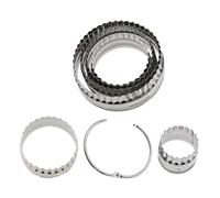 CLISPEED Set 6 Stampi Rotondi per Biscotti in Acciaio Inox Bordi Scanalati e Lisci, Mini Tagliabiscotti per Forno Casalingo e Professionale, per Amatori e Chef