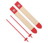 CLISPEED Set da 4 Sci in Legno Bastoncini per Casa delle Bambole, Decorazioni Natalizie per Sport Invernali in Miniatura, Accessori Sicuri e Scene Festive di Natale
