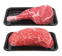 CLISPEED Set di 2 modelli realistici di bistecca di manzo artificiale decorazioni multifunzionali per la casa, accessori per foto, grandi pezzi di carne realistica