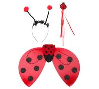 CLISPEED Set di Accessori per Costume da Coccinella per Bambina con Pieghevoli Decorate con Glitter Fascia per Chioma a Tema e Bacchetta da Fata per Travestimenti di Halloween Feste e