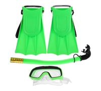 CLISPEED Set di Snorkeling con Occhialini da Immersione, Pinne Verdi in Pvc e Boccaglio, per Avventure Subacquee in Un'atmosfera Estiva Sicura e Divertente