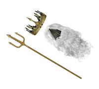 CLISPEED Set di Tridente di Poseidone e Corona da Re Dorata in Abs per Performance Scolastiche e Teatrali con Montaggio Modulabile e Vestibilità Confortevole