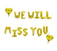 CLISPEED Set Palloncini a Forma di Cuore Dorati in Foglio di Alluminio per Decorazioni Feste di Laurea Forniture da Appendere per Scena di Party Lettere “We Will Miss You” Resistente e