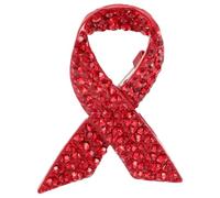 CLISPEED Spilla con nastro rosso per la Giornata mondiale dell'Aids e la sensibilizzazione sul cancro al seno, spilla in lega con strass con attacco sicuro, simbolo elegante di compassione e sostegno