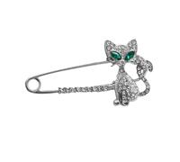 CLISPEED Spilla Gatto Creativa Strass, Decorazione Argento in Lega, Spilla a Forma Di Gatto Che Gioca Palla, Accessorio Per Donna Per Feste e Occasioni Formali