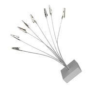 CLISPEED Supporto per appunti multi-testa con 8 clip, quadrato, per foto e biglietti, per scrivania da ufficio, promemoria e cartoline, colore: argento