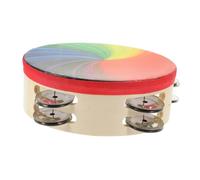 CLISPEED Tamburello Doppio Lato con Motivo Arcobaleno Strumento Musicale Educativo per Giocattolo per Percussioni Mano per Feste e Attività di Danza
