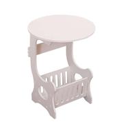 CLISPEED Tavolino Da Caffè Piccolo Bianco Tavolino Salotto Moderno Rotondo Con Portariviste e Cestino Portaoggetti Tavolo Laterale Per Camera Da Letto e Soggiorno