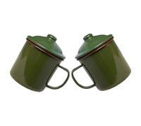 CLISPEED Tazze Smaltate Vintage 2 Pezzi Verde Manico per Bevande Calde e Fredde come Caffè Mattutino Latte e Succhi di Verdura per Casa e Viaggio
