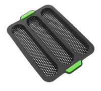 CLISPEED Teglia per Pane Francese in Silicone Slot con Manici Stampo per Baguette e Pane Lungo Antiaderente e Flessibile per Forno Colore Grigio Scuro