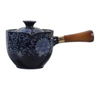 CLISPEED Teiera Rotante 360° in Ceramica e Legno Manico Laterale, Bollitore per Tè Domestico Delicato, Teiera Portatile per Preparazione Tè Gongfu e Tisane, per Uso Quotidiano e Regali