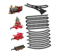 CLISPEED Trenino Natalizio Vintage con Illuminazione e Musica Gioco Elettrico con Binari da Assemblare Trenino Giocattolo per Sotto Albero con Locomotiva e Vagoni Retrò