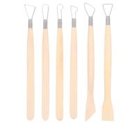 CLISPEED Utensili per Modellare Argilla 6 Pezzi Doppia Punta in Legno per Intaglio e Stuccatura Ceramica, Adatti a Scultori e Appassionati di Clay Art