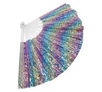 CLISPEED Ventaglio Pieghevole Laser da Rave Portatile in PVC per Donna e Uomo Ventaglio da Kung Fu Decorativo Colorato Accessorio per Danza Concerti e Feste Notturne