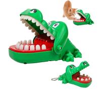 CLIUNT 2pcs Cocco Dentista, Piccoli Denti di Coccodrillo Giocattoli Gioco per Bambini con Piccolo Ciondolo a Forma di Coccodrillo, Coccodrillo Mordere Dito Dentista Giochi, Divertenti Giocattoli