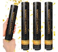 CLIUNT 4 Cannone Spara Coriandoli Oro, 30CM Tubo Spara Coriandoli ad Aria Compressa, Tubo Sparacoriandoli Matrimonio, Ideali per Feste di Compleanno o per Festeggiare una Laurea