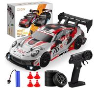 CLIUNT Auto telecomandata 1:24 Scale Drift Car 4WD 2.4GHz RC Drift Auto 20KM/H Auto da corsa ad alta velocità con due batterie, luci a LED, High Speed Racing Sport Toy Cars (nero)