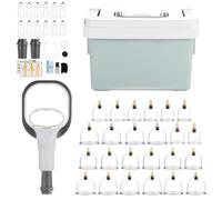 CLIUNT Coppettazione Massaggio Set, 24 PCS Set Coppettazione, Coppette per Massaggio con Istruzioni e Mappa Digitopressione per Eliminare la Cellulite, Dare Sollievo e Rilassare i Muscoli