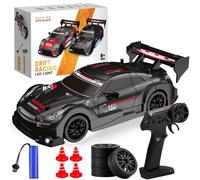 CLIUNT Macchina Telecomandata, 30km/h RC Drift Car, 1:24 4WD Deriva Telecomandata Auto con Luce LED, Auto Telecomandatas Professionale(nero)