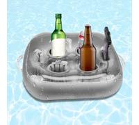CLIUNT Portabibite Gonfiabile, Portabevande gonfiabile 6 fori, Piscina Portabottiglie Galleggiante, Portabottiglie Gonfiabile Galleggiante per Piscina, Supporto per Bevande, Snack e Smartphone
