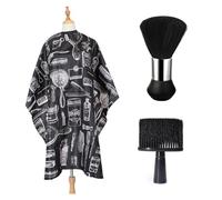 CLKE Accessori da parrucchiere, con 2 pennelli da parrucchiere e 1 mantello da parrucchiere per adulti, pennello da collo, mantello da parrucchiere, accessorio professionale per la casa o il