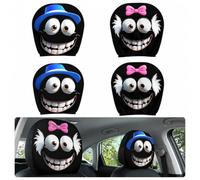 CLKE Set di 4 copri poggiatesta per auto, motivo cartoni animati, federe elastiche blu e rosa, accessori e decorazioni per interni dell'auto, protezioni elastiche universali per sedili anteriori