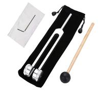 CLKE Set di diapason 128 hz in alluminio, diapason terapeutico, diapason 128 hz terapeutico con una piccola chiave, un martello in silicone, una borsa in flanella, argento