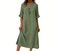 CLKLGEXEAK Questo Maxi Abito Senza Maniche da Donna Presenta Uno Scollo a V e Un Semplice Design in Tinta Unita