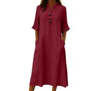 CLKLGEXEAK Questo Maxi Abito Senza Maniche da Donna Presenta Uno Scollo a V e Un Semplice Design in Tinta Unita