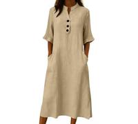 CLKLGEXEAK Questo Maxi Abito Senza Maniche da Donna Presenta Uno Scollo a V e Un Semplice Design in Tinta Unita