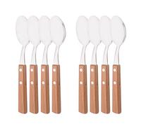 CLKLGEXEAK Set di 8 forchette da tavola, acciaio inossidabile 304, 7,9 pollici, manico in legno(Silver,8-Piece Dinner Spoon)