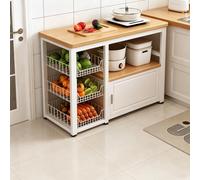 CLLXDZ Credenza, Mobile Cucina Autoportante con Cestelli a Rete, Cerniere Ammortizzate & Piedini Regolabili per Microonde e Piccoli Elettrodomestici(White,35cm/13.8in)