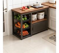 CLLXDZ Credenza, Mobile Cucina Autoportante con Cestelli a Rete, Cerniere Ammortizzate & Piedini Regolabili per Microonde e Piccoli Elettrodomestici(Black,40cm/15.7in)