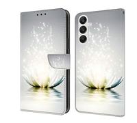 CLM-Tech Custodia compatibile con Samsung Galaxy A17 5G / A26 5G - Sintetica Pelle Cover, Portafoglio con Funzione Supporto e Slots, Case Lampada Lotus