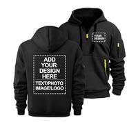 CLMETHE Felpa logo personalizzato pullover mezza zip da 1/4 felpe cappuccio da uomo immagini di testo personalizzate tute da lavoro maglie oversize personalizzate felpe con cappuccio,A-S
