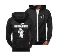 CLMETHE Felpe con cappuccio casual da uomo per Linkin Park, felpe con cappuccio patchwork, giacca con cerniera completa, abbigliamento sportivo all'aperto,C Hoodie-XL