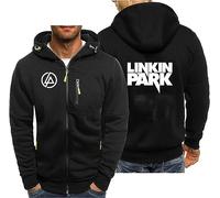 CLMETHE Felpe con cappuccio pullover da uomo con zip intera per Linkin Park Felpe da uomo Giacche per il tempo libero Felpa con cappuccio taglie forti Abbigliamento sportivo con tasche,A-3XL