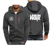 CLMETHE Felpe con cappuccio pullover da uomo con zip intera per Linkin Park Felpe da uomo Giacche per il tempo libero Felpa con cappuccio taglie forti Abbigliamento sportivo con tasche,B-M