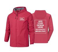 CLMETHE Giacca antivento impermeabile personalizzata da uomo e da donna giacca antivento impermeabile softshell giacca antipioggia da campeggio all'aperto logo personalizzato testo immagini, red-s