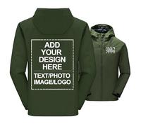 CLMETHE Giacca da uomo personalizzata fronte retro impermeabile softshell antipioggia con logo personalizzato, testo e foto, giacca a vento, abbigliamento da lavoro e da ciclismo, green-l