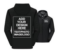 CLMETHE Giacca da uomo personalizzata fronte retro impermeabile softshell antipioggia con logo personalizzato, testo e foto, giacca a vento, abbigliamento da lavoro e da ciclismo,black-m