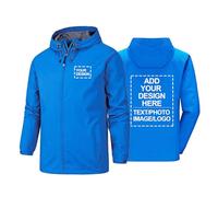 CLMETHE Giacche impermeabili softshell personalizzate da uomo e da donna resistenti al vento e all'acqua giacche a vento personalizzate fai da te con logo e testo immagini impermeabili, blue-xx_l