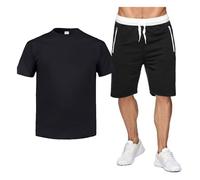 CLMETHE Tuta da Uomo Estiva per Duca-TI, T-shirt e Pantaloncini in Cotone da Uomo Set Camicie per il Tempo Libero Pantaloni Completi da Spiaggia Streetwear Tute Sportive da Palestra,B-L