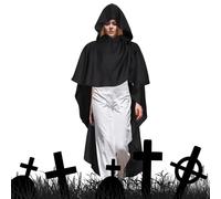 Cloak with Hood Women, Vintage Hooded Cape, Floor-Length Costume Wrap, Soft Flowing Fabric for Halloween Cosplay Festival Bridal Photo Renaissance Bonfire Party Cloaks with Hoods Men