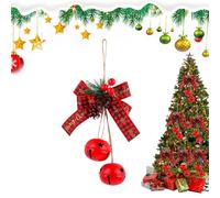 Cloches De Noël Décor - Clochs Métalliques Avec Nœud Et Baies | Décoration Festive Artisanat, Fournitures Ornement Jardin Extérieur Patio Salon Chambre Porche Fenêtre Fête Hivernale